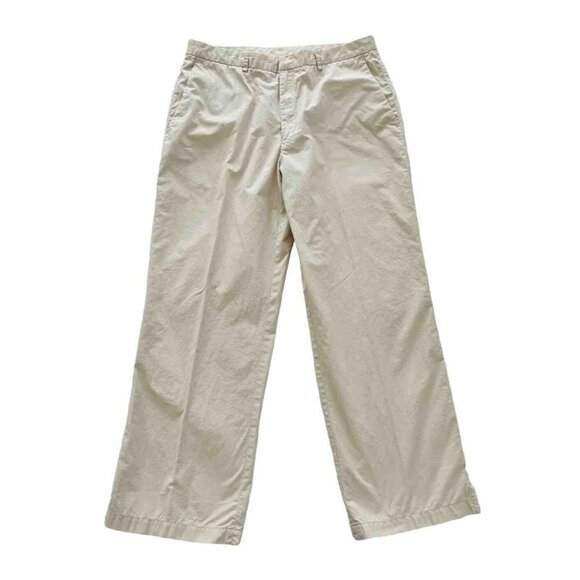 Banana Republic Women's Sz 12 Tan Pleated Cropped Ankle Pants 100% Cotton - Picture 2 of 7